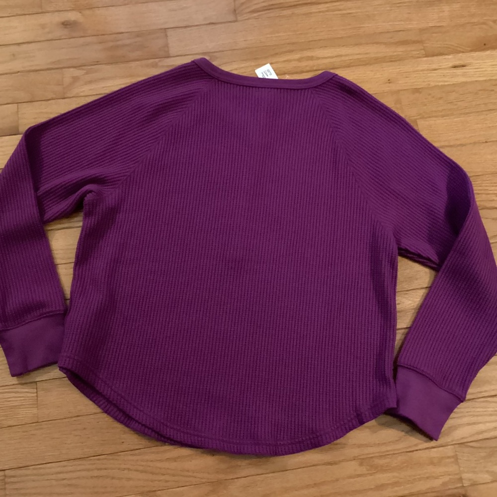 GAP WAFFLE RAGLAN HENLEY LONG SLEEVE RELAXED FIT PURPLE CUSTOMER FAVORITE MED - Picture 9 of 14
